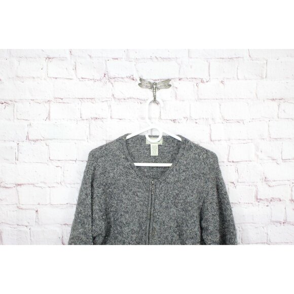 LL Bean Wool Blend Charcoal Gray Full Zipper Sweater Size M - Picture 2 of 10